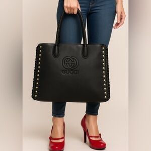 🖤 Diophy PETA-Approved Vegan Studded Tote – New With Tags